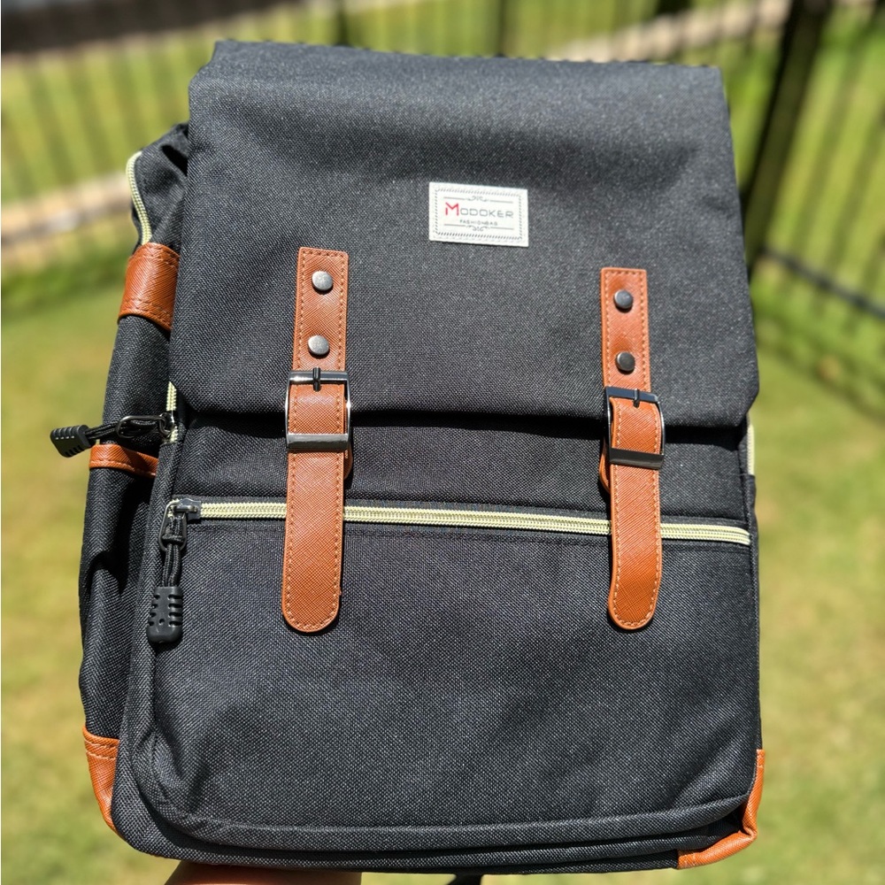 Black and Brown Unisex Backpack, Carry On, Lab-top Bag. Stylish and Functional.